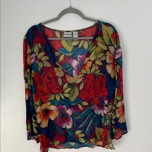 Chico's Vibrant Floral V-Neck Blouse